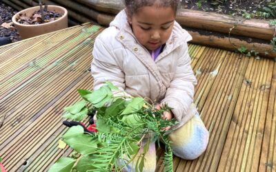 Rosemary Class 1 Explores Painting Surfaces and Christmas Sprays